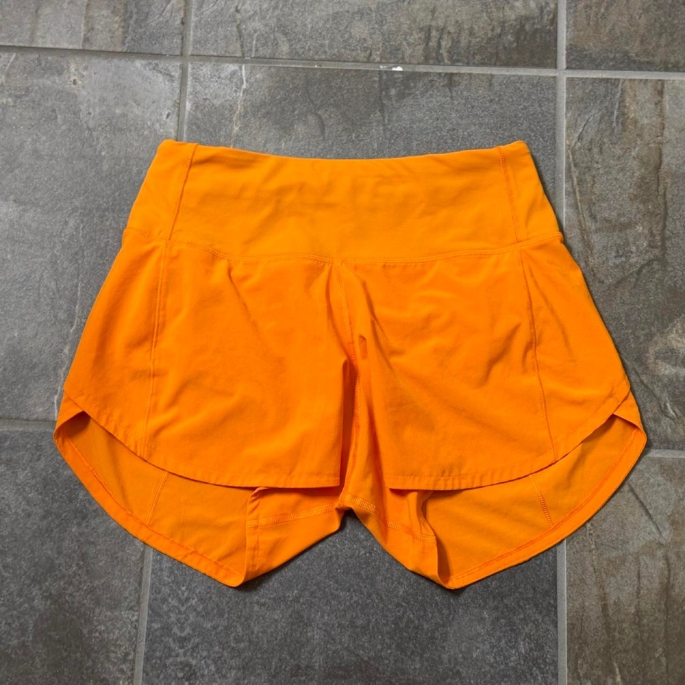 Lululemon Speed Up High-Rise Short 4" Long Orange LW7BJ8T Size 4